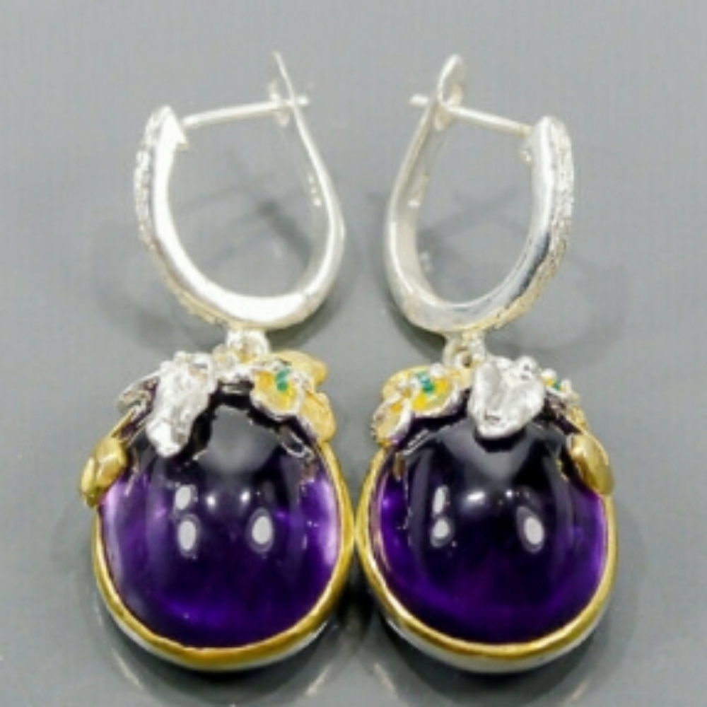OOAK DESIGNER: Genuine Amethyst Earrings X5